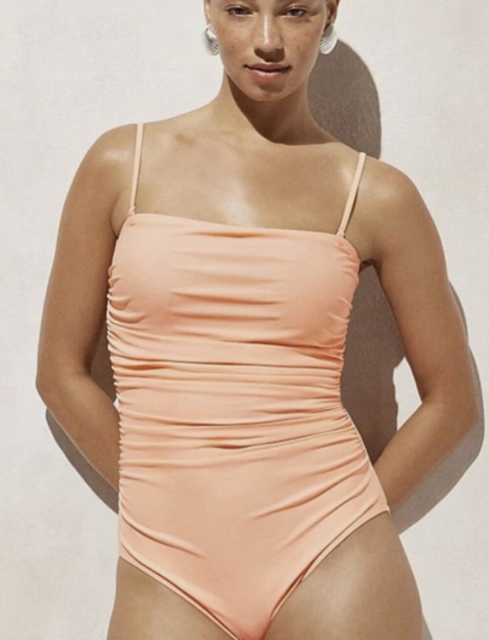 J.Crew Women's 10 Brilliant Peony Gemma Ruched Bandeau One Piece Swimsuit U3-22